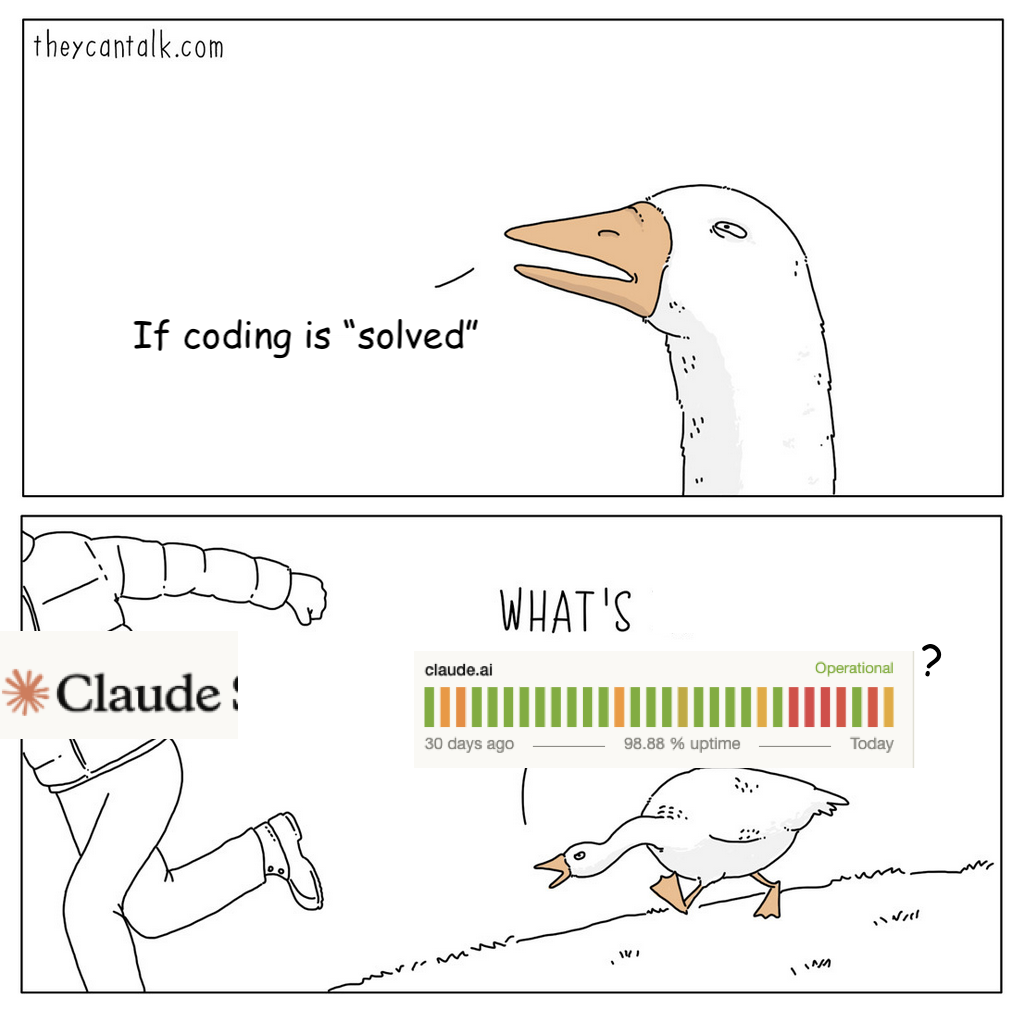If coding is solved, why does Claude Code still have outages?